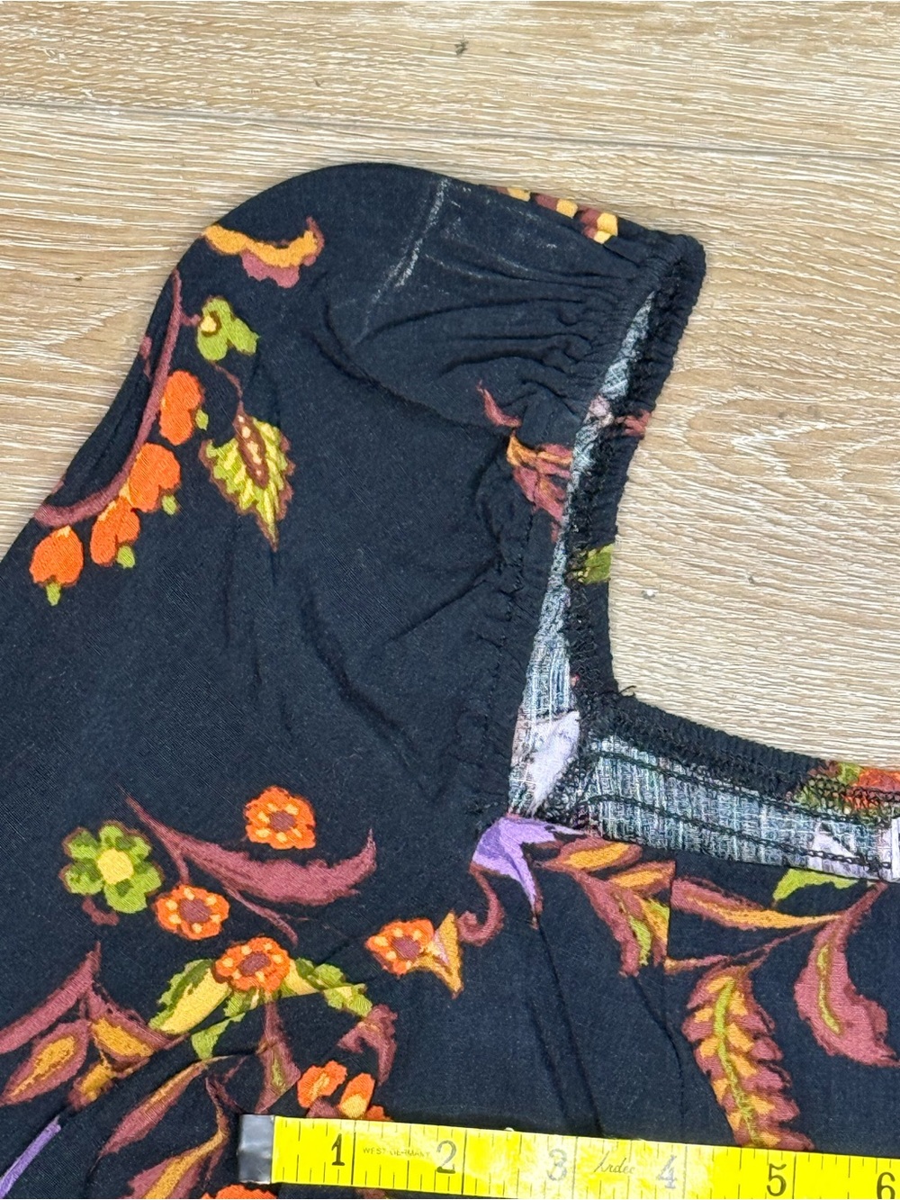 Floral Square-Neck Long Sleeve Maxi Dress - Black with Purple & Orange Floral - Picture 13 of 14